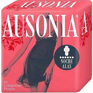 COMPRESAS HIGIENICAS FEMENINAS AUSONIA AIRDRY NOCHE CON ALAS 9 UNIDADES