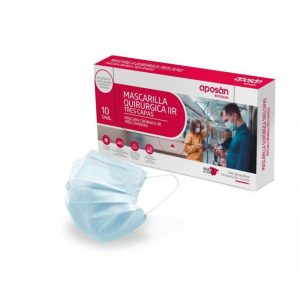 MASCARILLA QUIRURGICA IIR 3 CAPAS APOSAN BOTIQUIN 10 UNIDADES